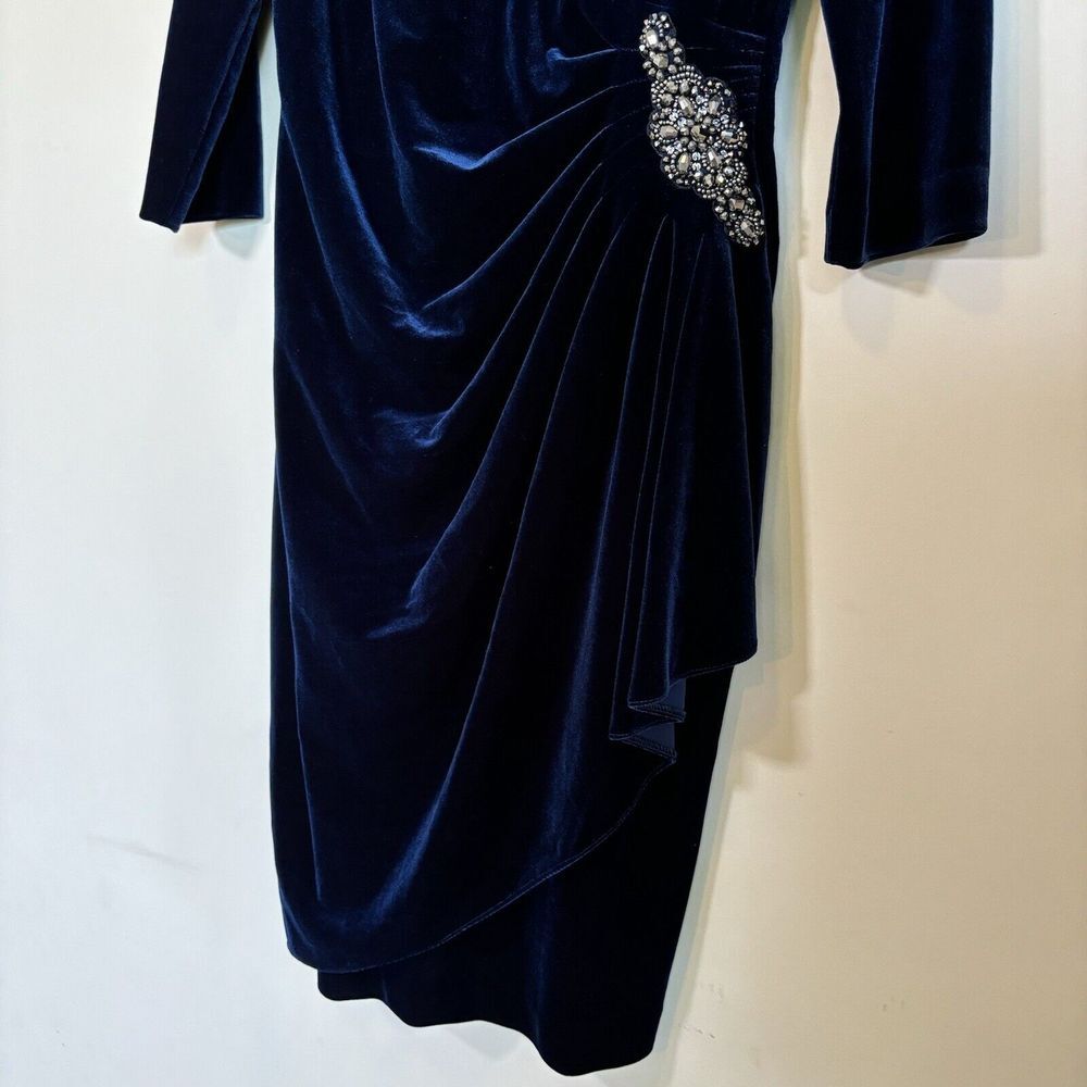 Alex Evenings Women's Side-Ruched‎ Velvet Jewel Dress size 8 mother of the bride - Picture 4 of 14